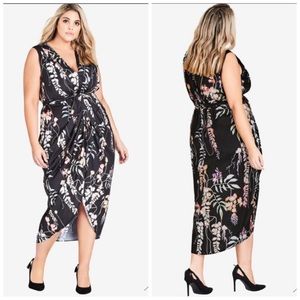 City Chic Floral Hothouse Vine Maxi Dress XS/14